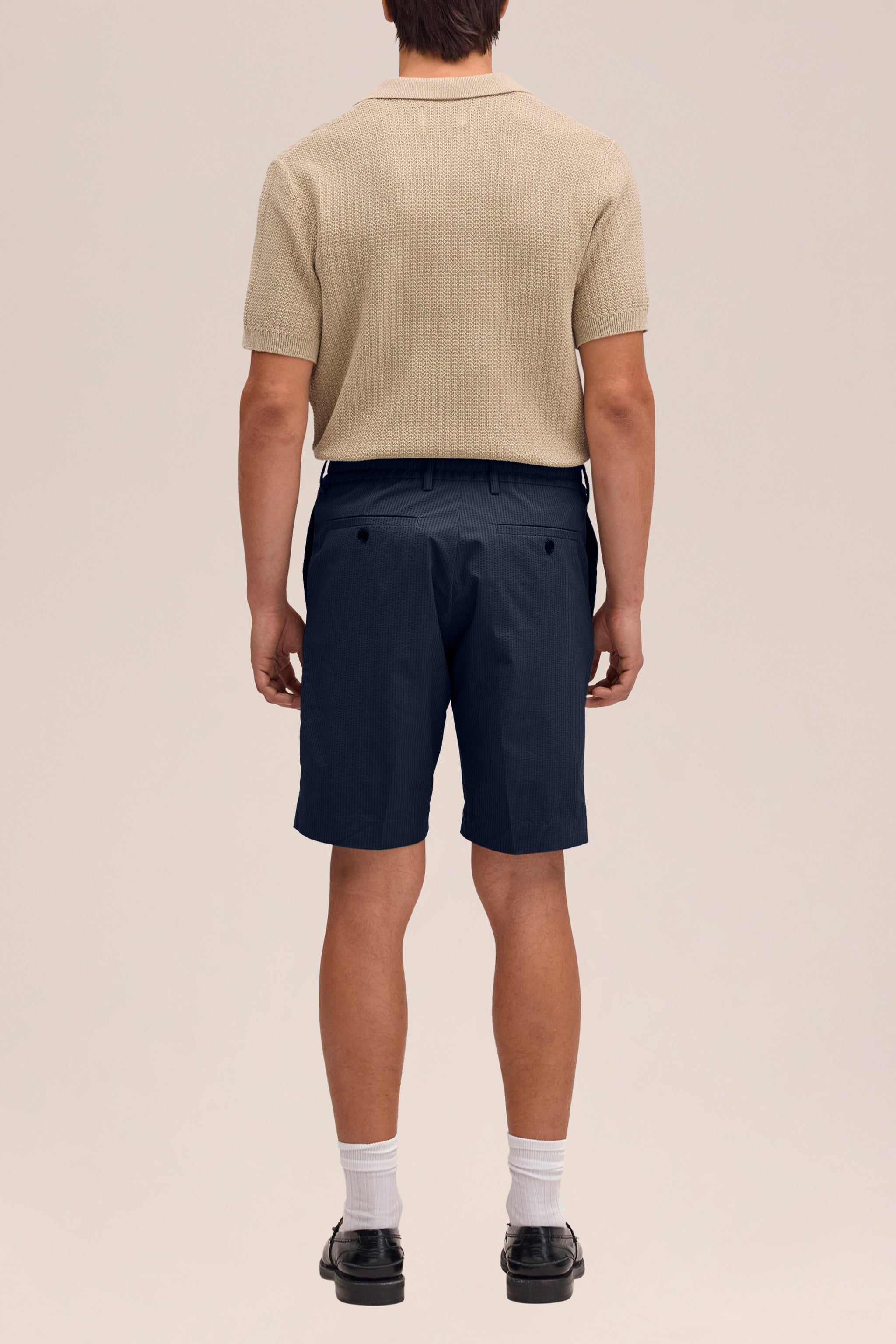 NN.07 Billie Seersucker Shorts 10038 - Navy Blue