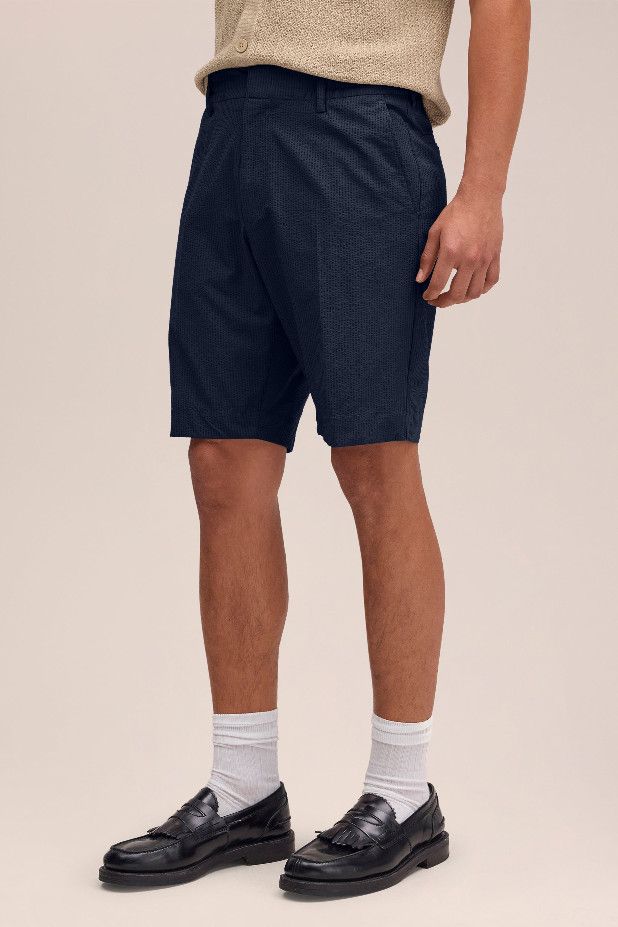 NN.07 Billie Seersucker Shorts 10038 - Navy Blue