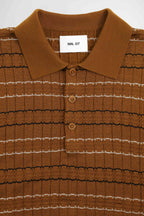 NN.07 Alfie Striped Pointelle Polo - Cinnamon