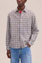 NN.07 Deon Long Sleeve Check Shirt 50037 - Blue Check