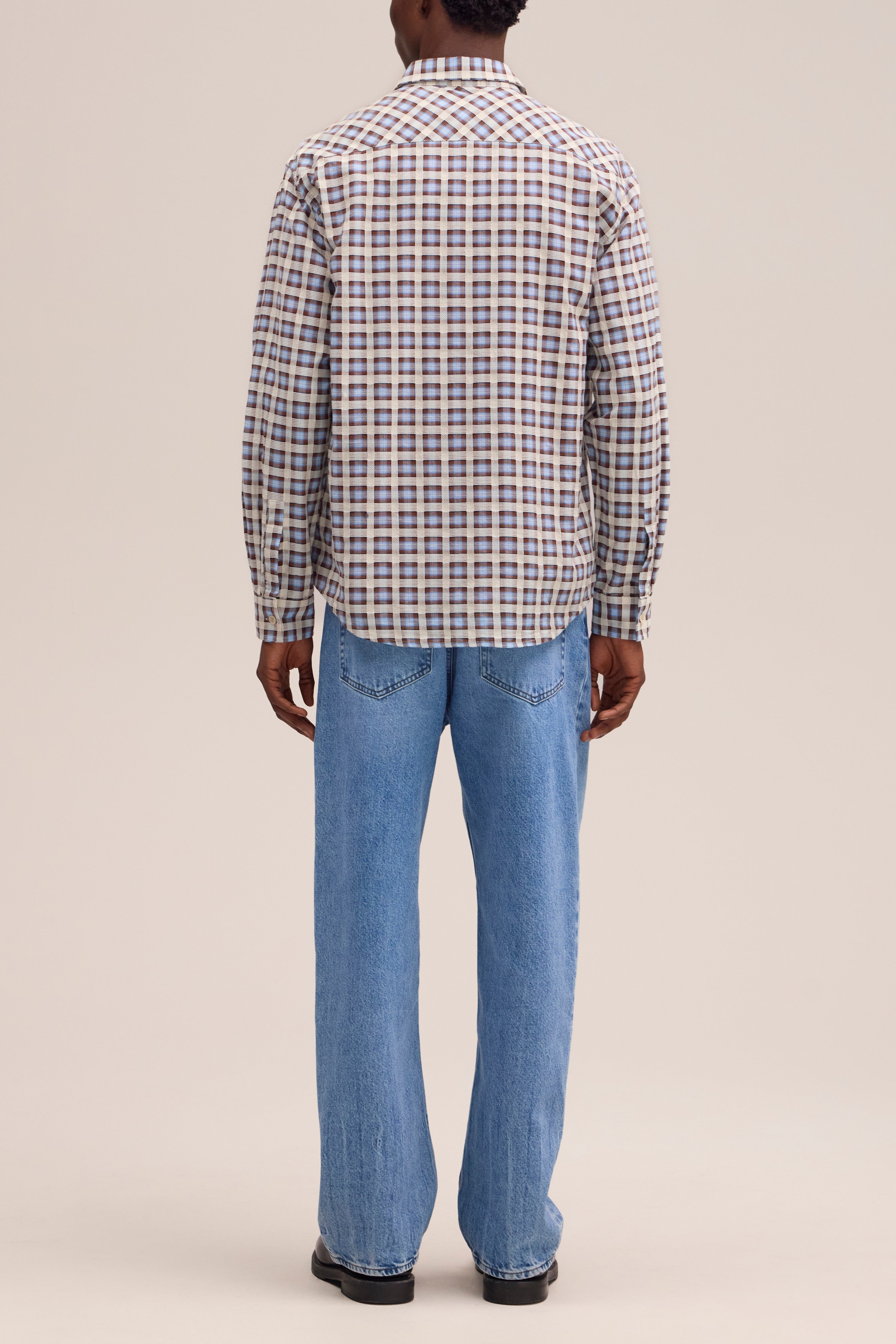 NN.07 Deon Long Sleeve Check Shirt 50037 - Blue Check