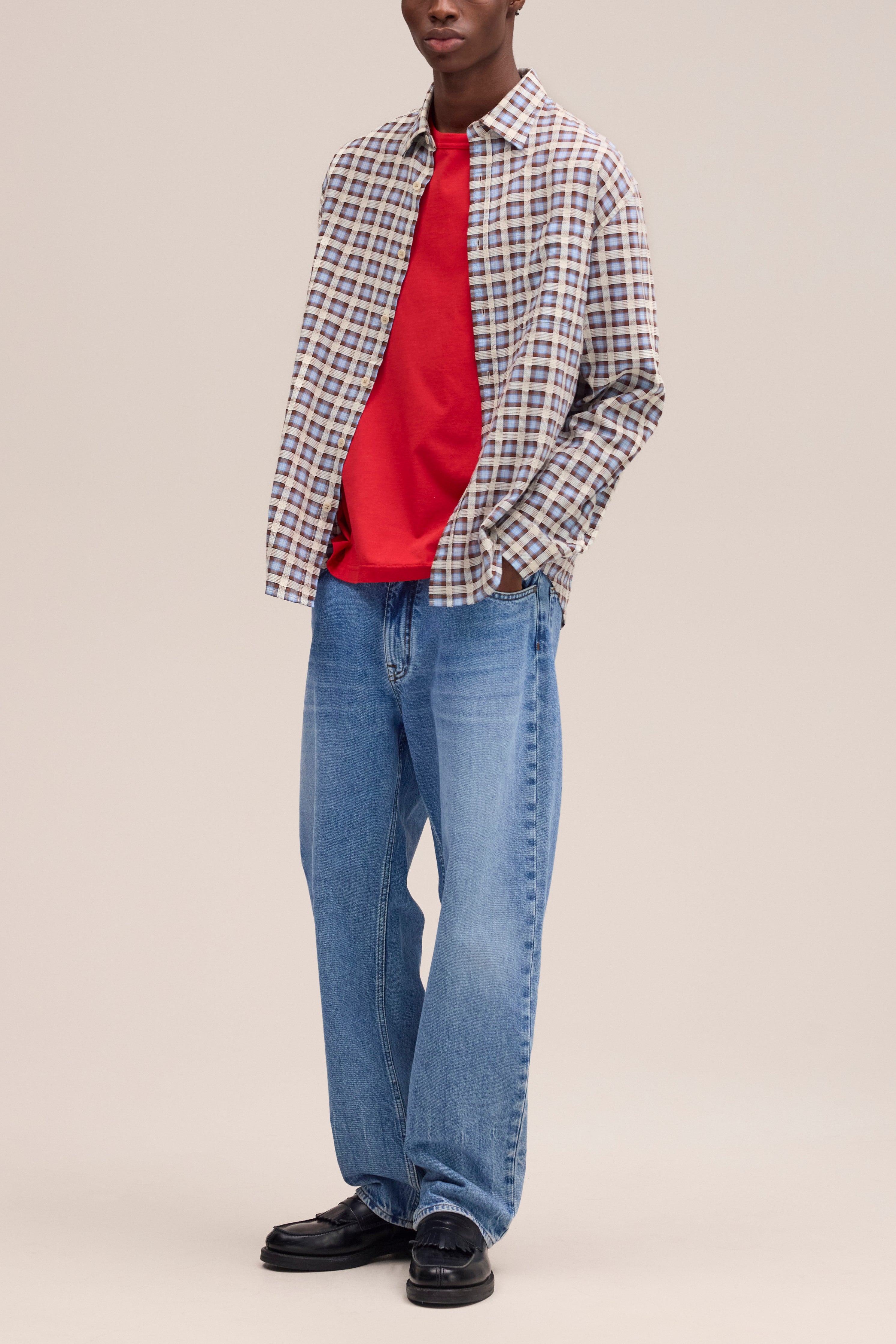 NN.07 Deon Long Sleeve Check Shirt 50037 - Blue Check