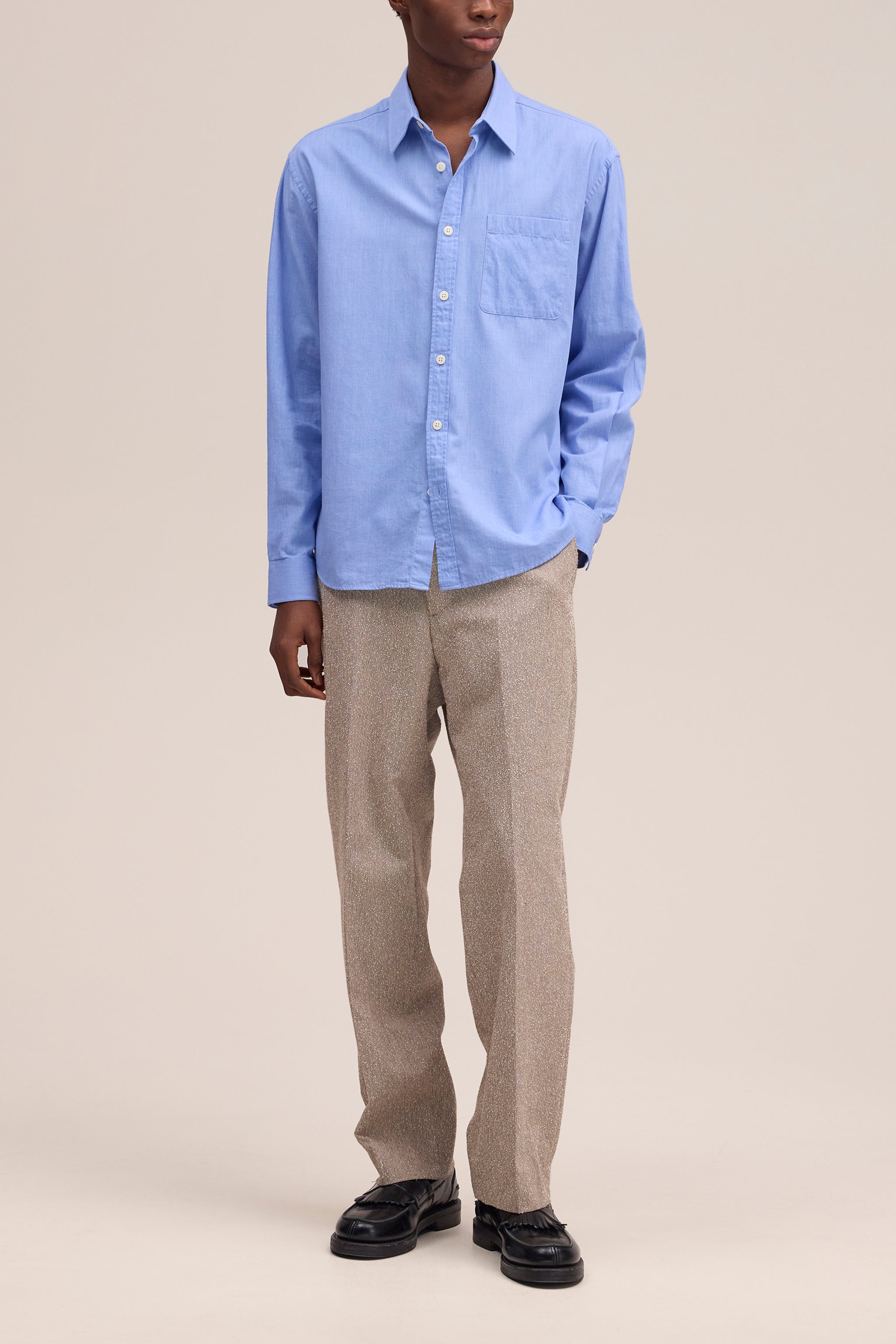NN.07 Deon Long Sleeve Chambray Shirt 50053 - Blue Quartz