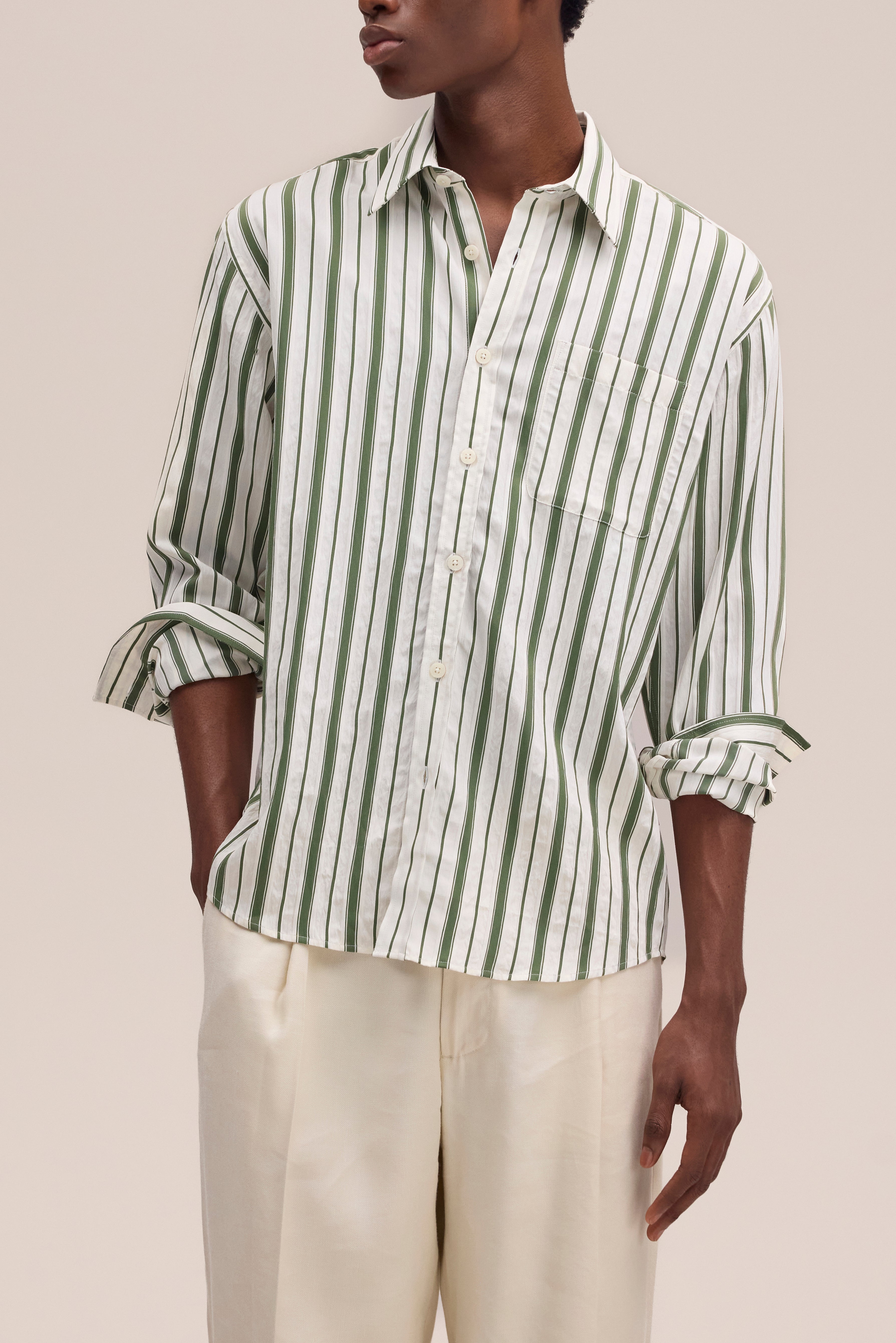 NN.07 Deon Long Sleeve Striped Shirt 50039 - 343 Capers