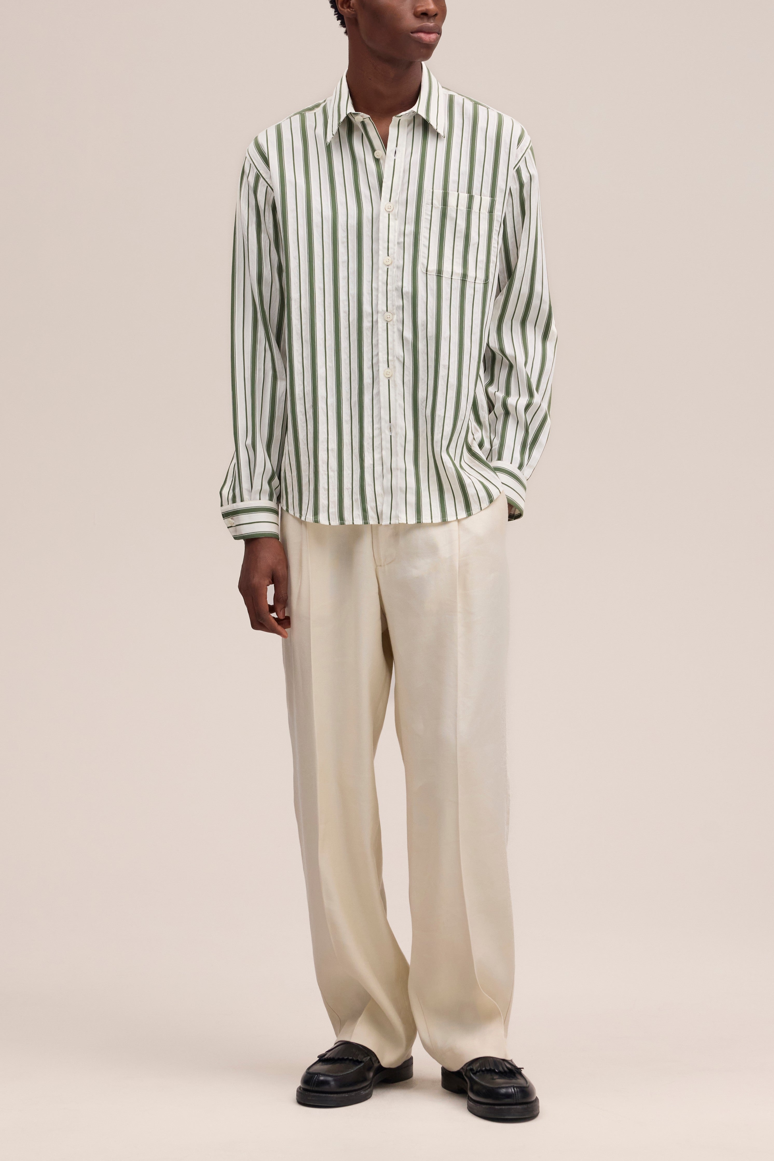 NN.07 Deon Long Sleeve Striped Shirt 50039 - 343 Capers