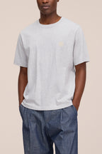 NN.07 Jett Embroidered Cotton T-Shirt 30026 - Grey Melange