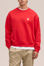 NN.07 David Embroidered Crew Neck Sweatshirt 3014 - Chili Glow