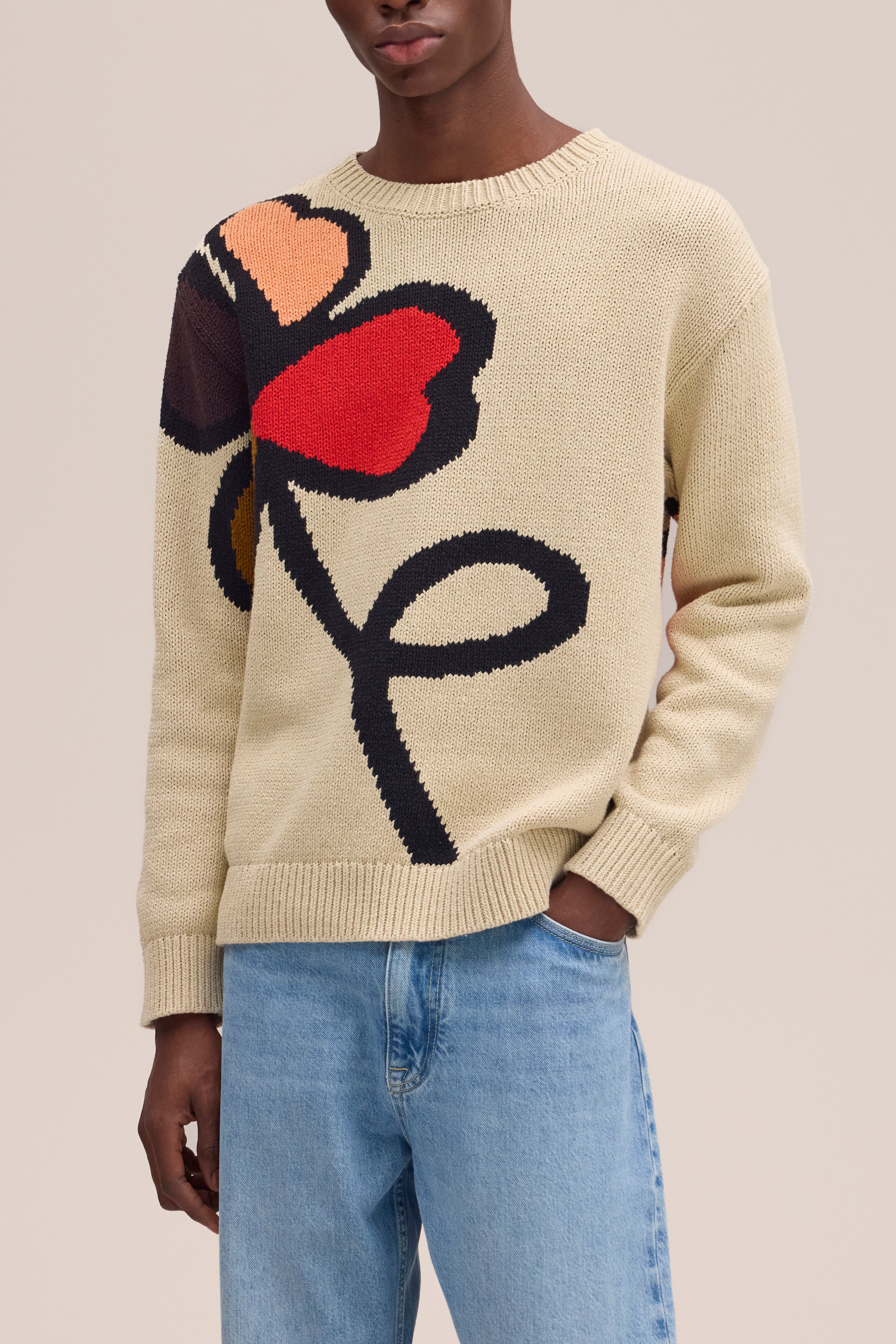 NN.07 Todd Intarsia Knit Sweater - Ecru