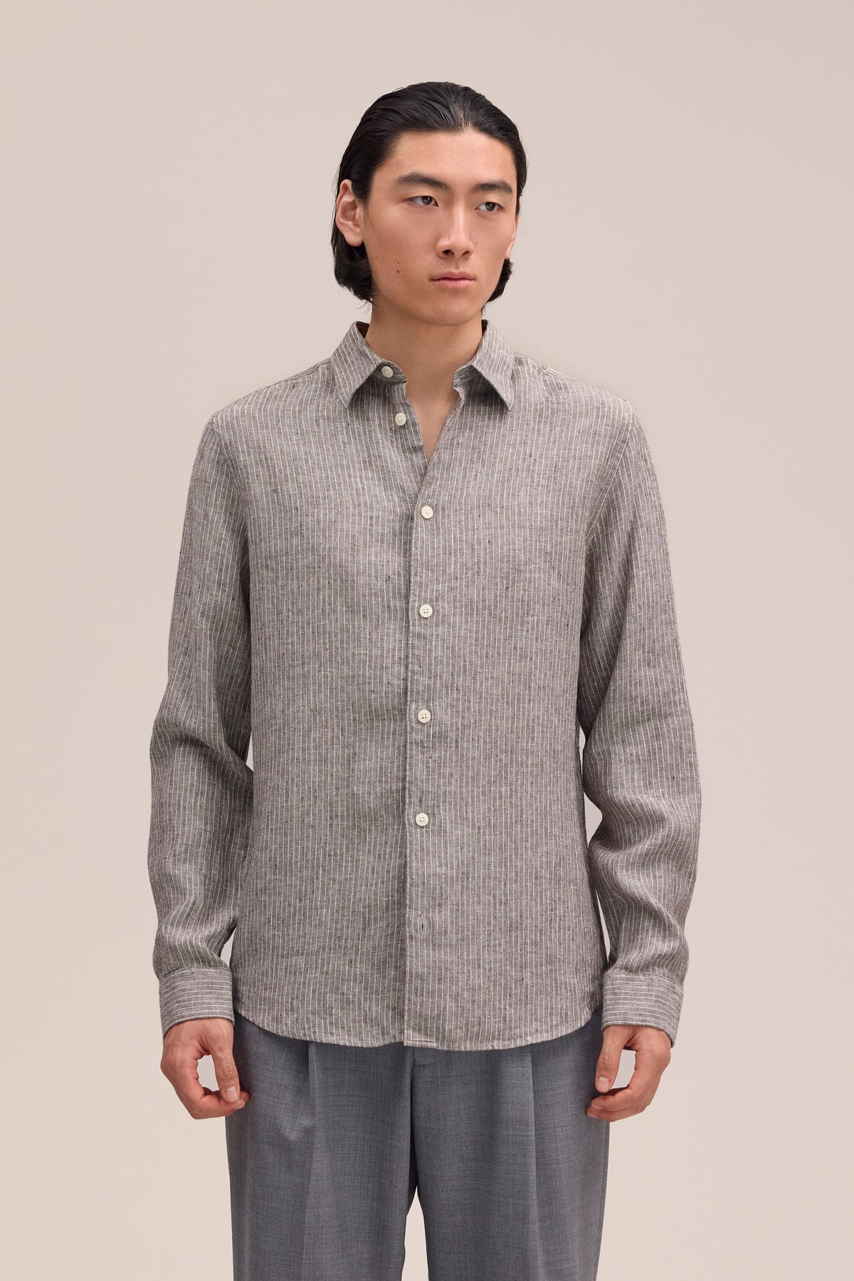 NN.07 Enzo Striped Linen Shirt 5728 - Clay Stripe