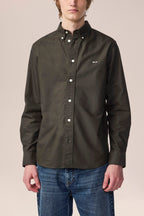 NN.07 Colby Button Down Logo Oxford Shirt 5910 - Dark Army
