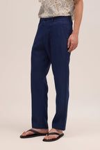 NN.07 Aden Linen Chino Trouser 1454 - Navy Blue