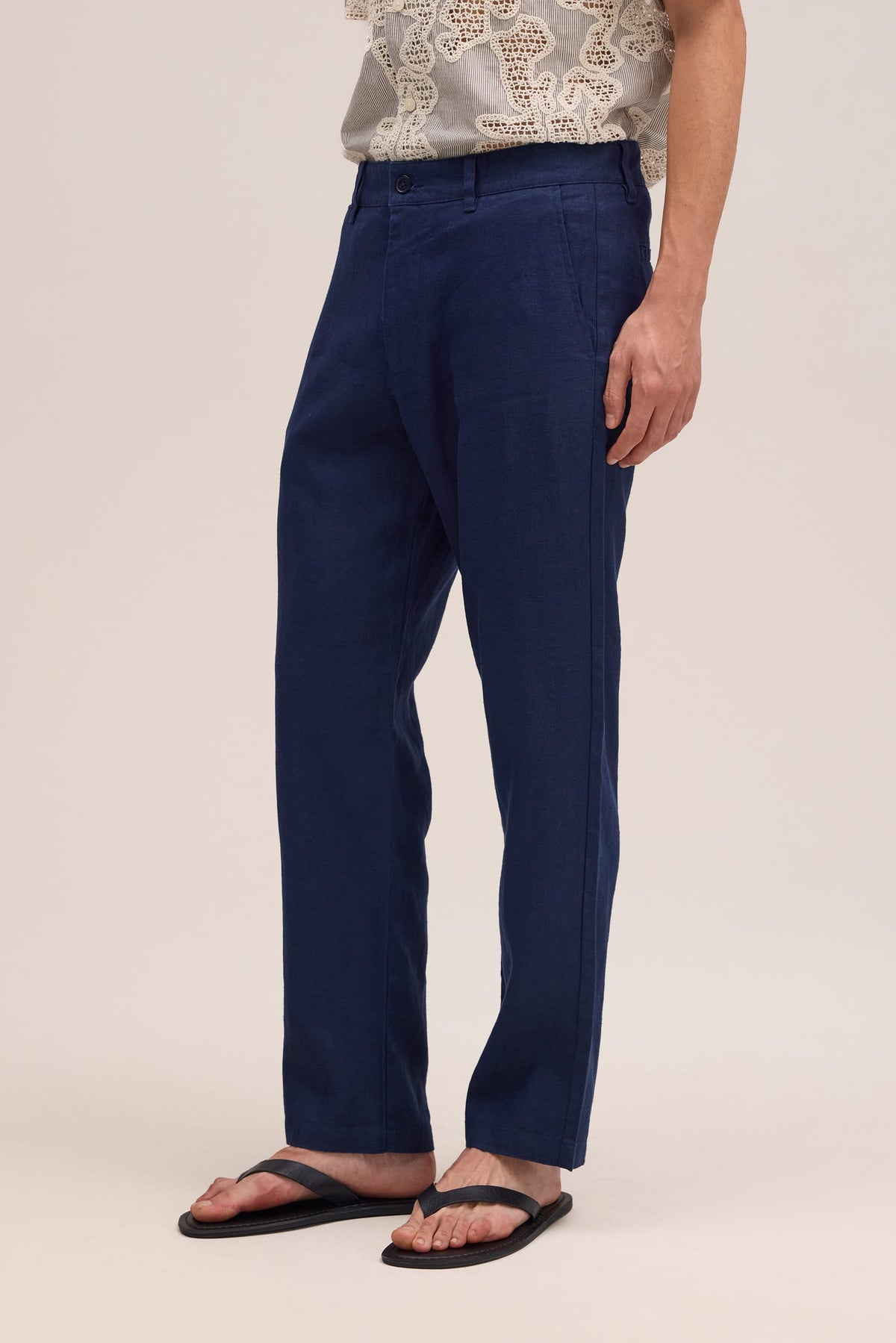 NN.07 Aden Linen Chino Trouser 1454 - Navy Blue