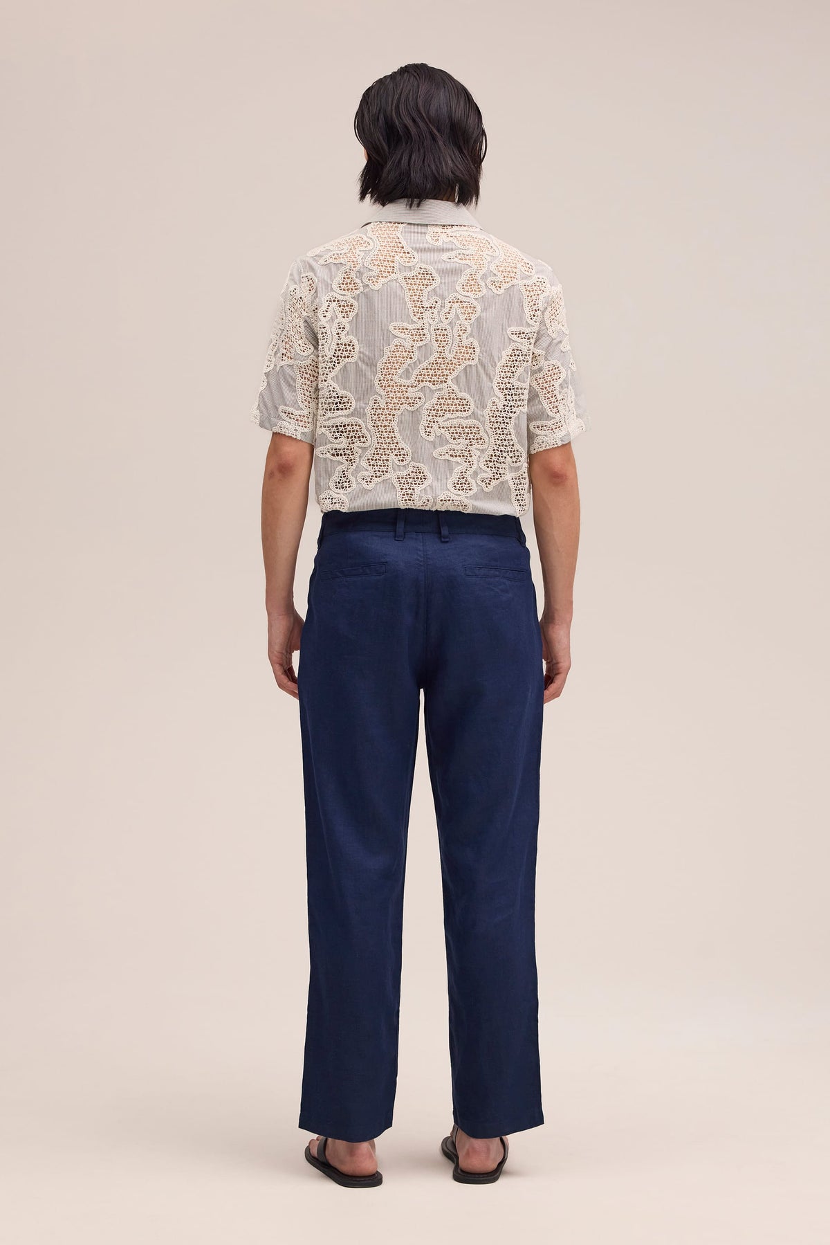 NN.07 Aden Linen Chino Trouser 1454 - Navy Blue