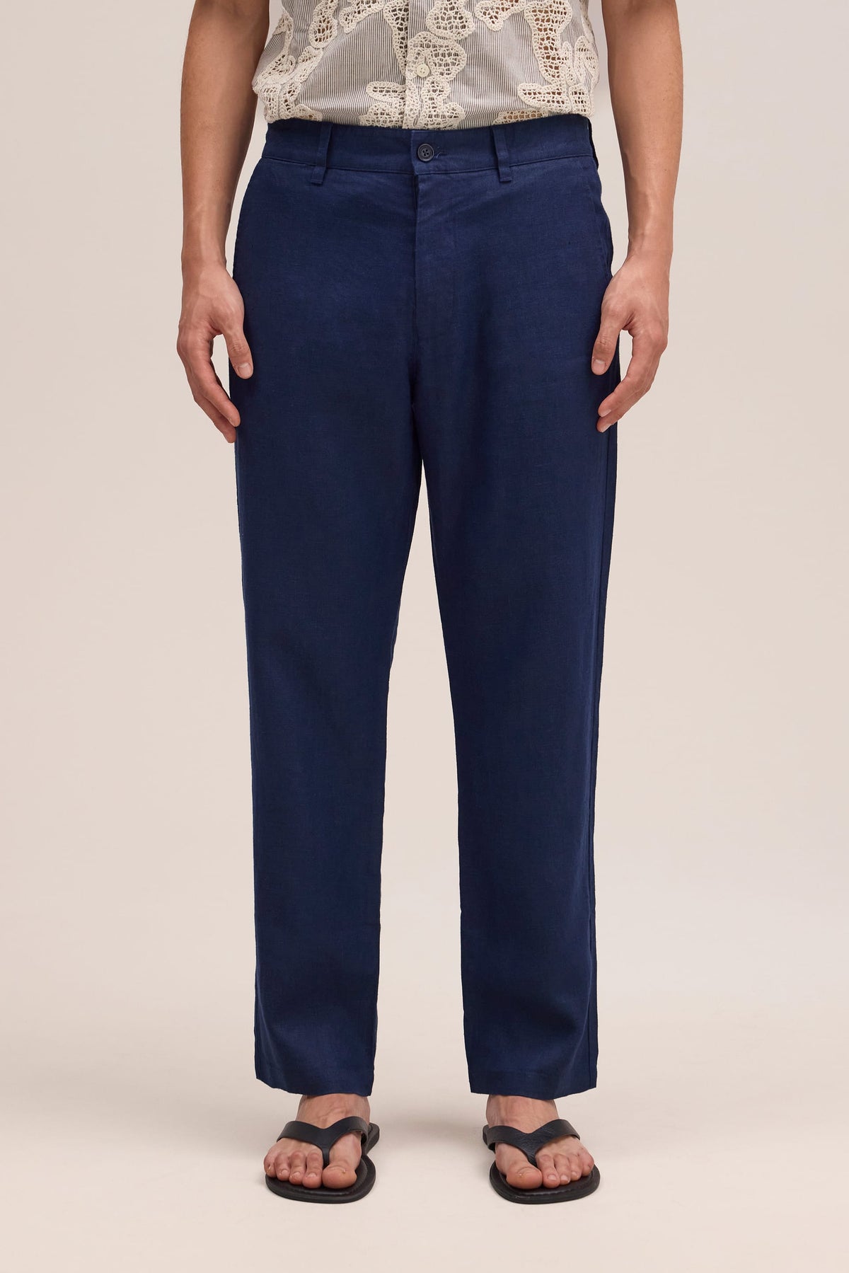 NN.07 Aden Linen Chino Trouser 1454 - Navy Blue