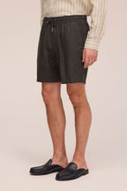 NN.07 Gregor Linen Shorts 1454 - Dark Army
