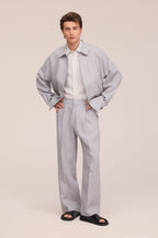 NN.07 Kay Relaxed Fit Linen Trousers 1455 - Grey Stripe