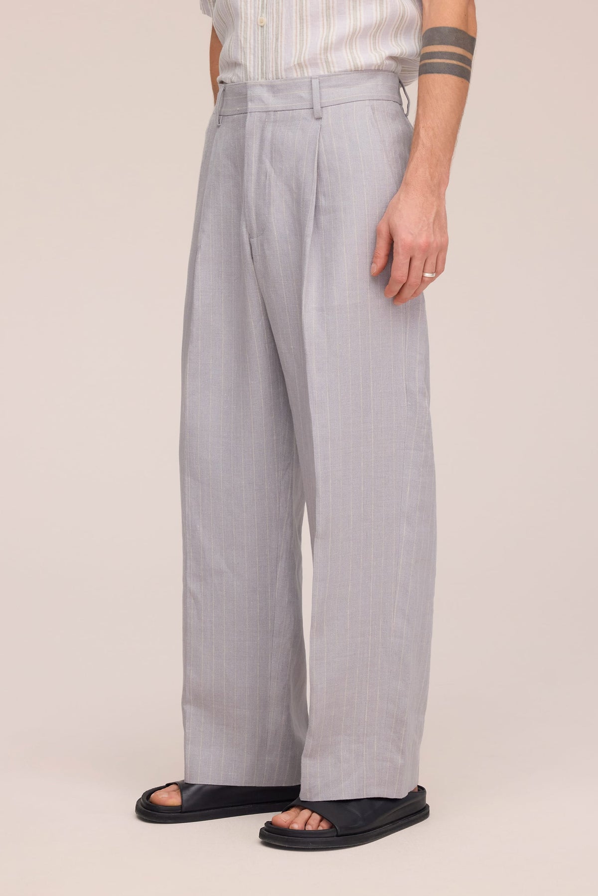 NN.07 Kay Relaxed Fit Linen Trousers 1455 - Grey Stripe