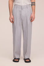 NN.07 Kay Relaxed Fit Linen Trousers 1455 - Grey Stripe