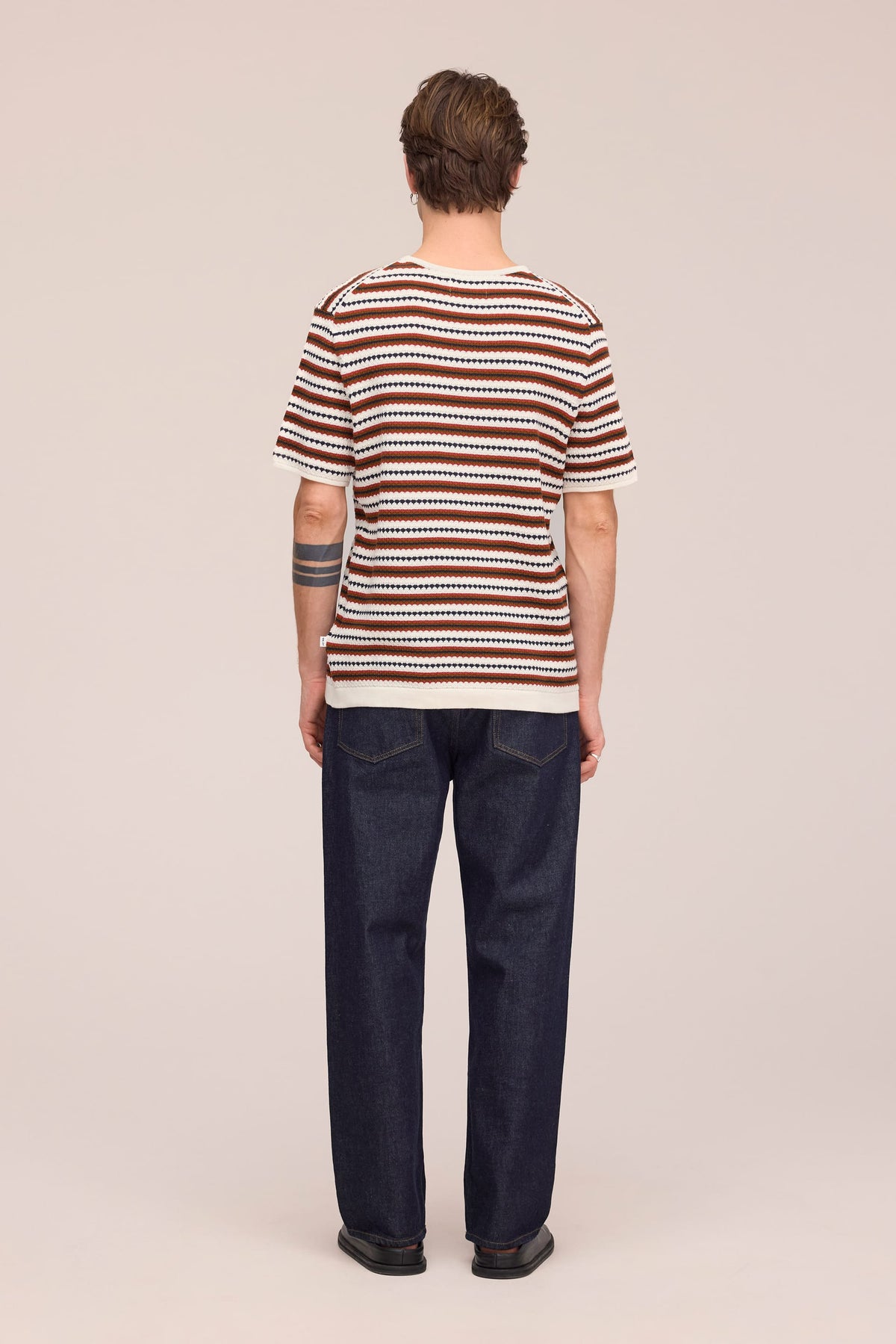 NN.07 Bari Textured Stitch T-Shirt 6686 - Ivory Multi