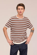 NN.07 Bari Textured Stitch T-Shirt 6686 - Ivory Multi