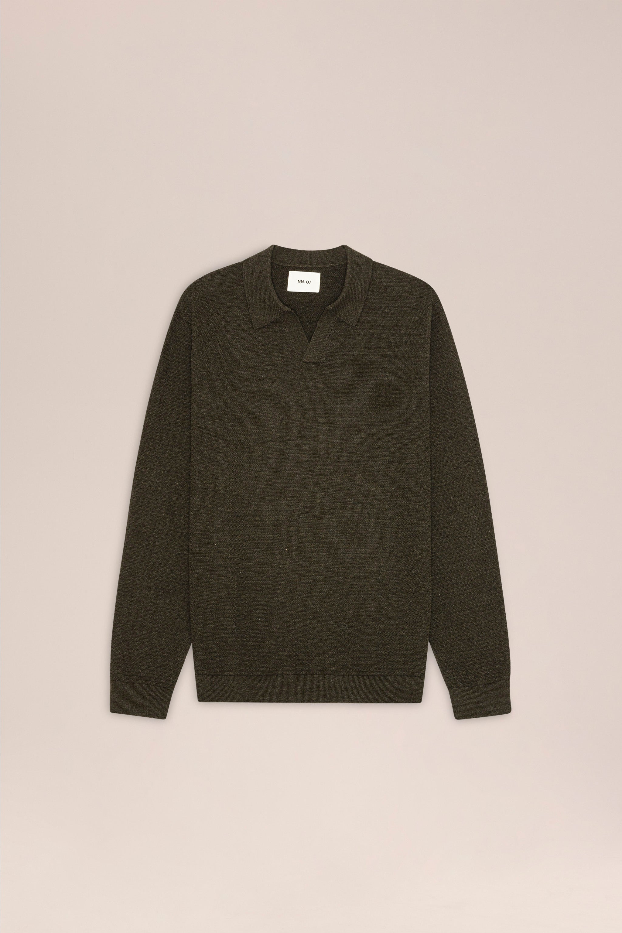 NN.07 Paul Long Sleeve Knitted Polo - Dark Army