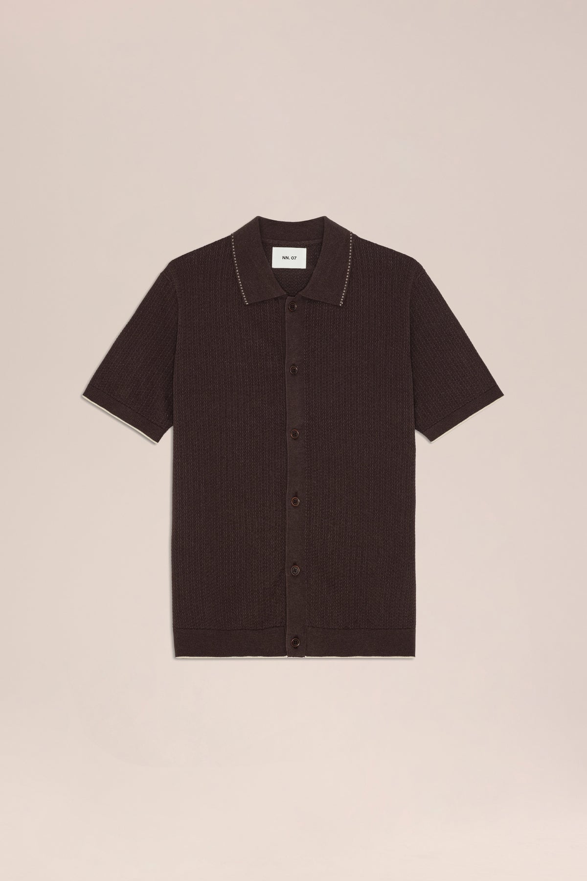 NN.07 Nalo Textured Knit Polo 60039 - Deep Truffle