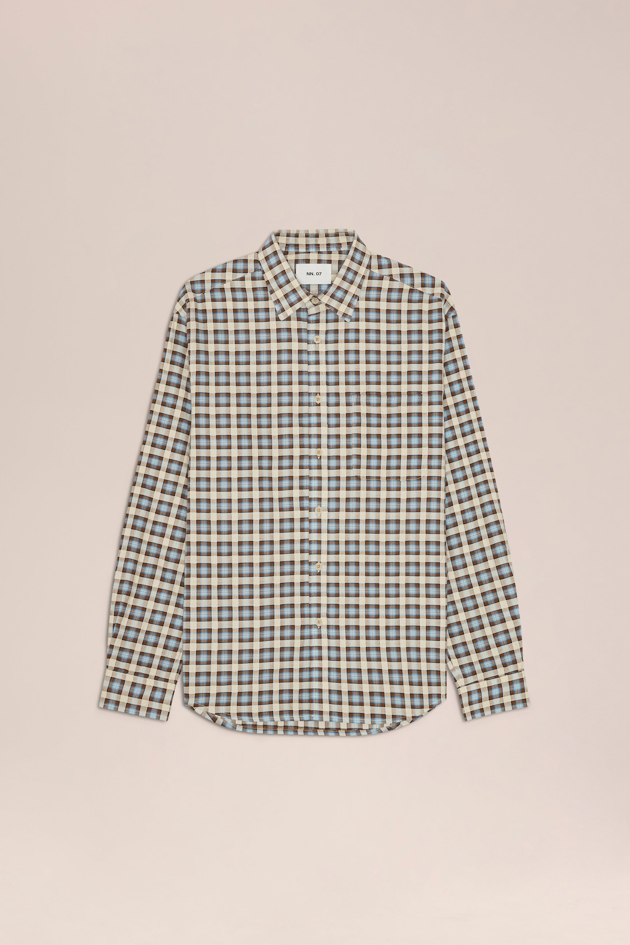 NN.07 Deon Long Sleeve Check Shirt 50037 - Blue Check