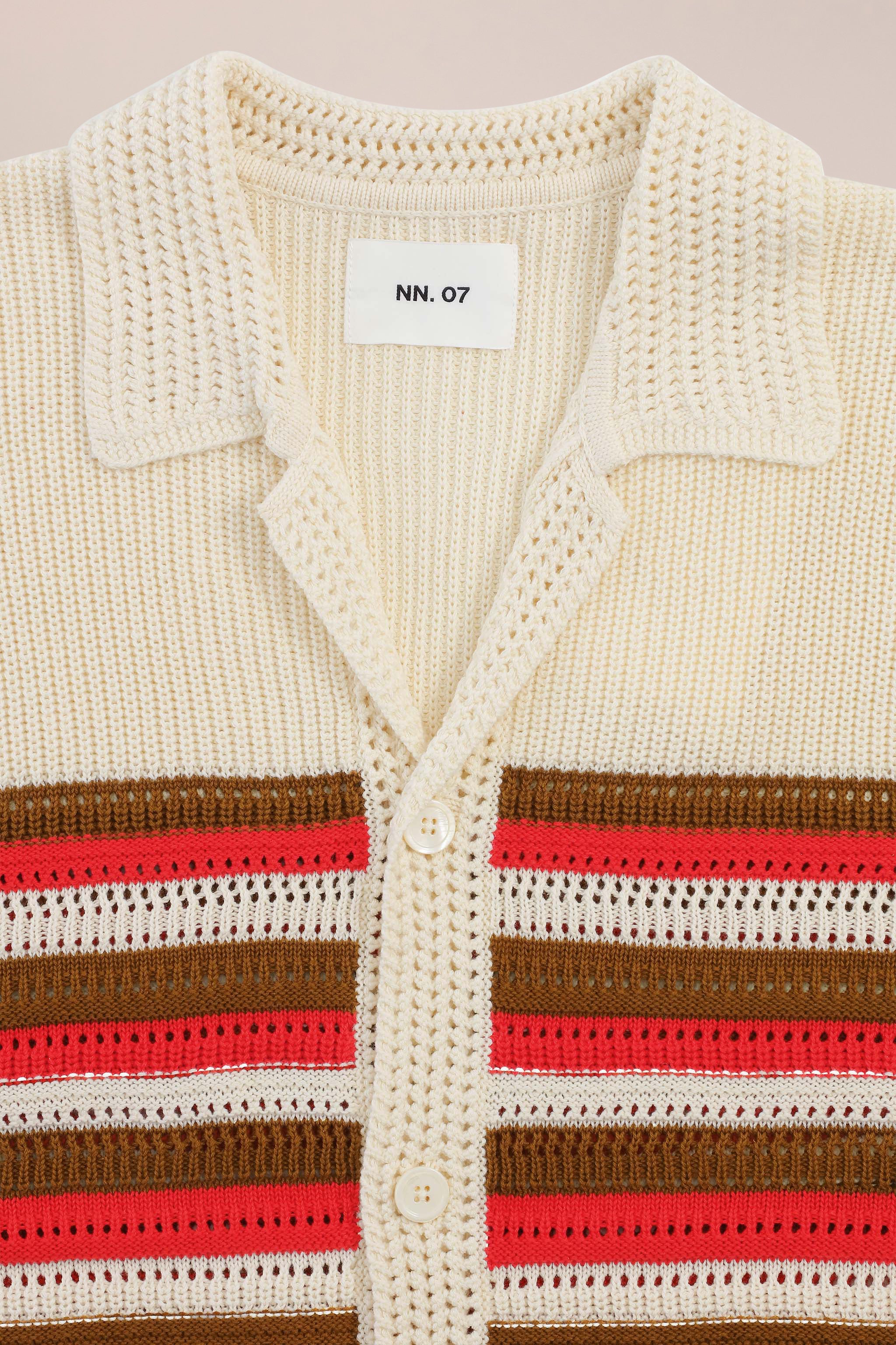 NN.07 Lars Knitted Polo Cardigan 60019 - Ivory