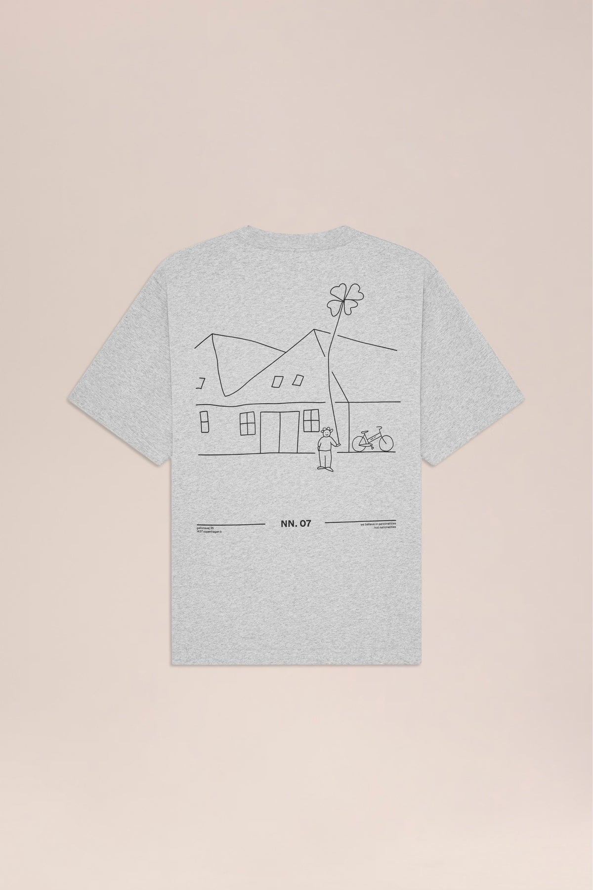 NN.07 Jett Printed Cotton T-Shirt 30026 - Grey Melange