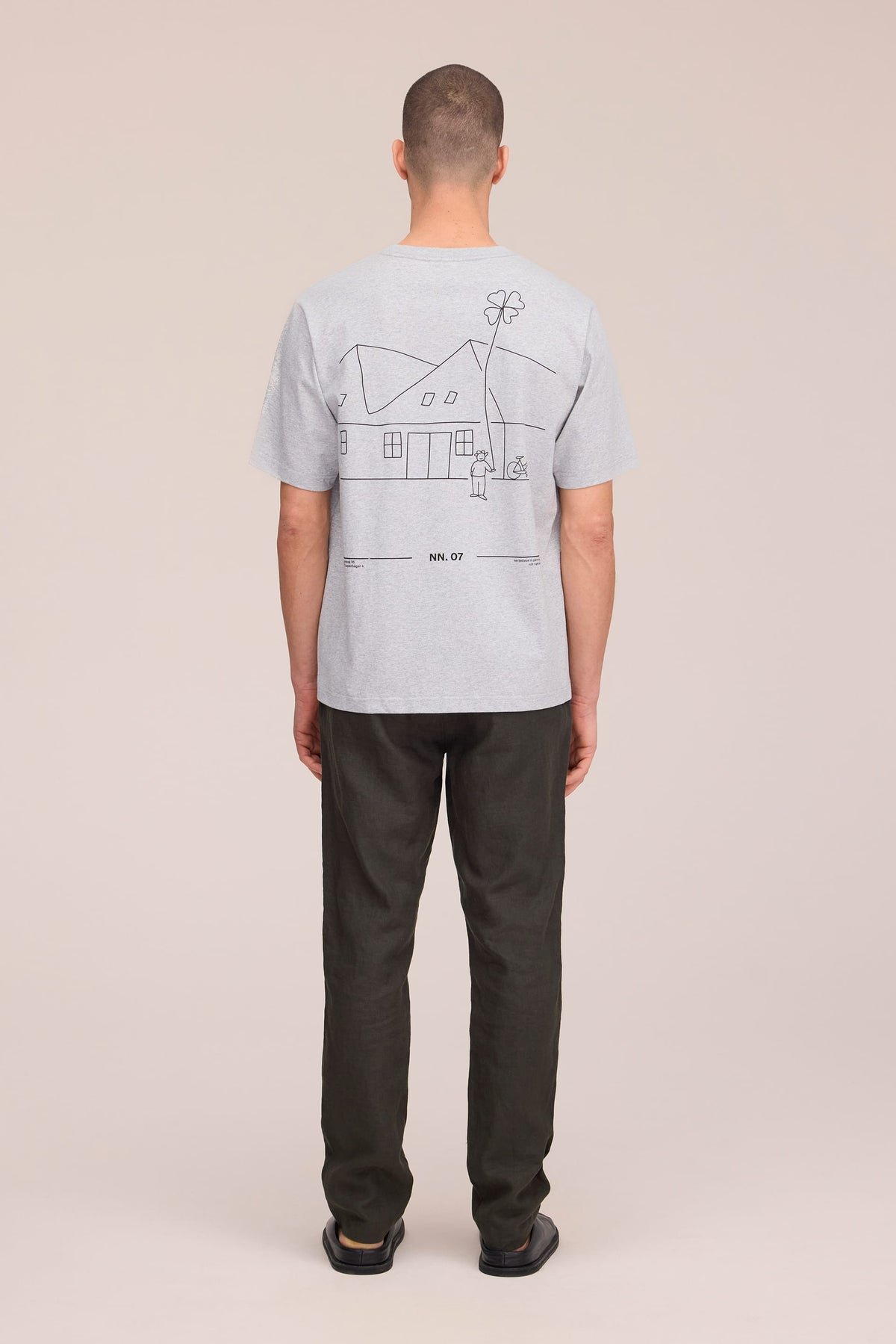 NN.07 Jett Printed Cotton T-Shirt 30026 - Grey Melange