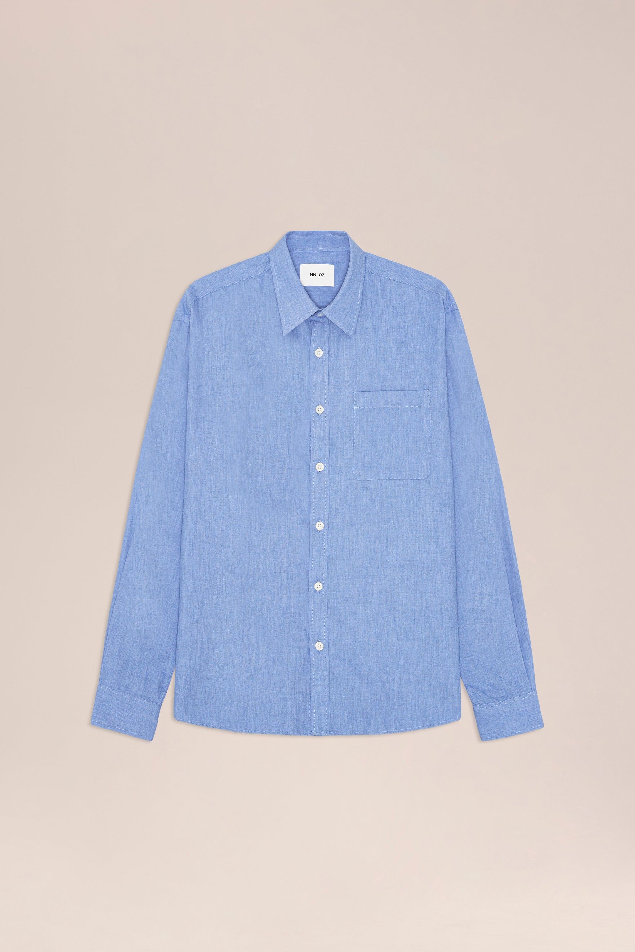 NN.07 Deon Long Sleeve Chambray Shirt 50053 - Blue Quartz