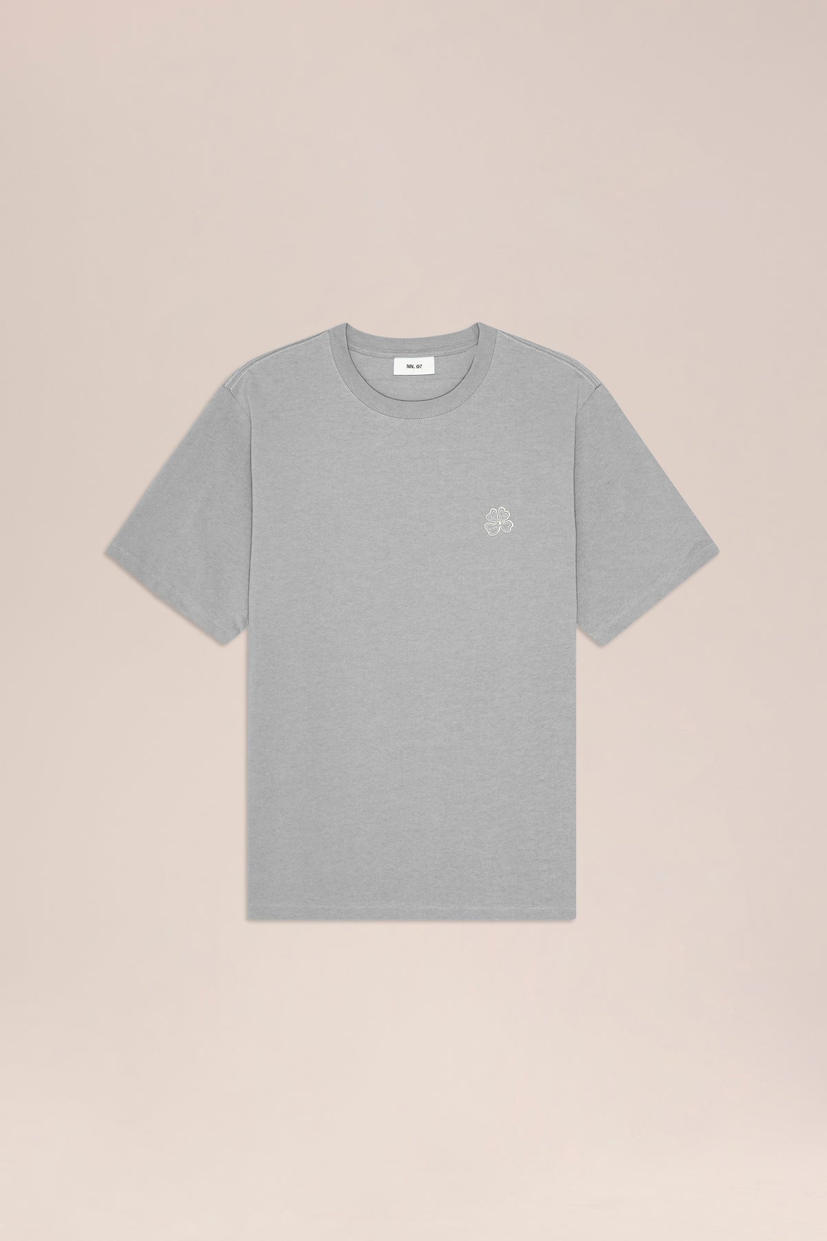 NN.07 Jett Embroidered Cotton T-Shirt 30026 - Grey Melange