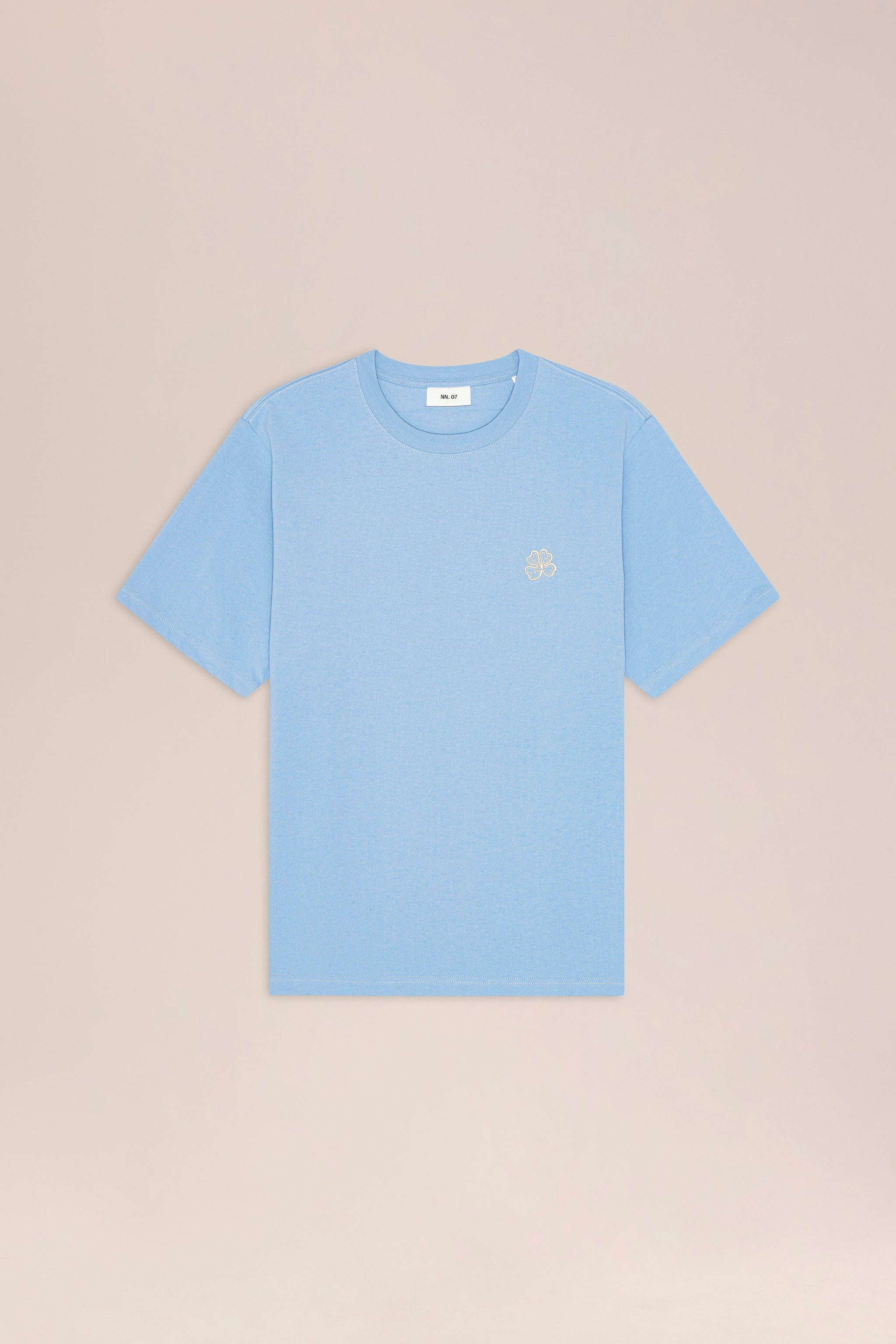 NN.07 Jett Embroidered Cotton T-Shirt 30026 - Cerulean