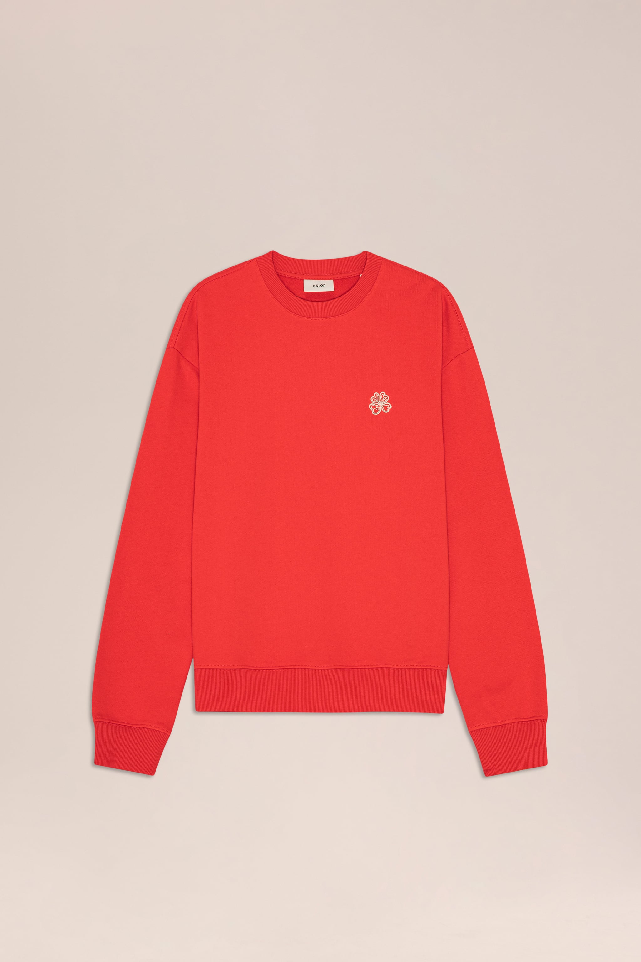 NN.07 David Embroidered Crew Neck Sweatshirt 3014 - Chili Glow