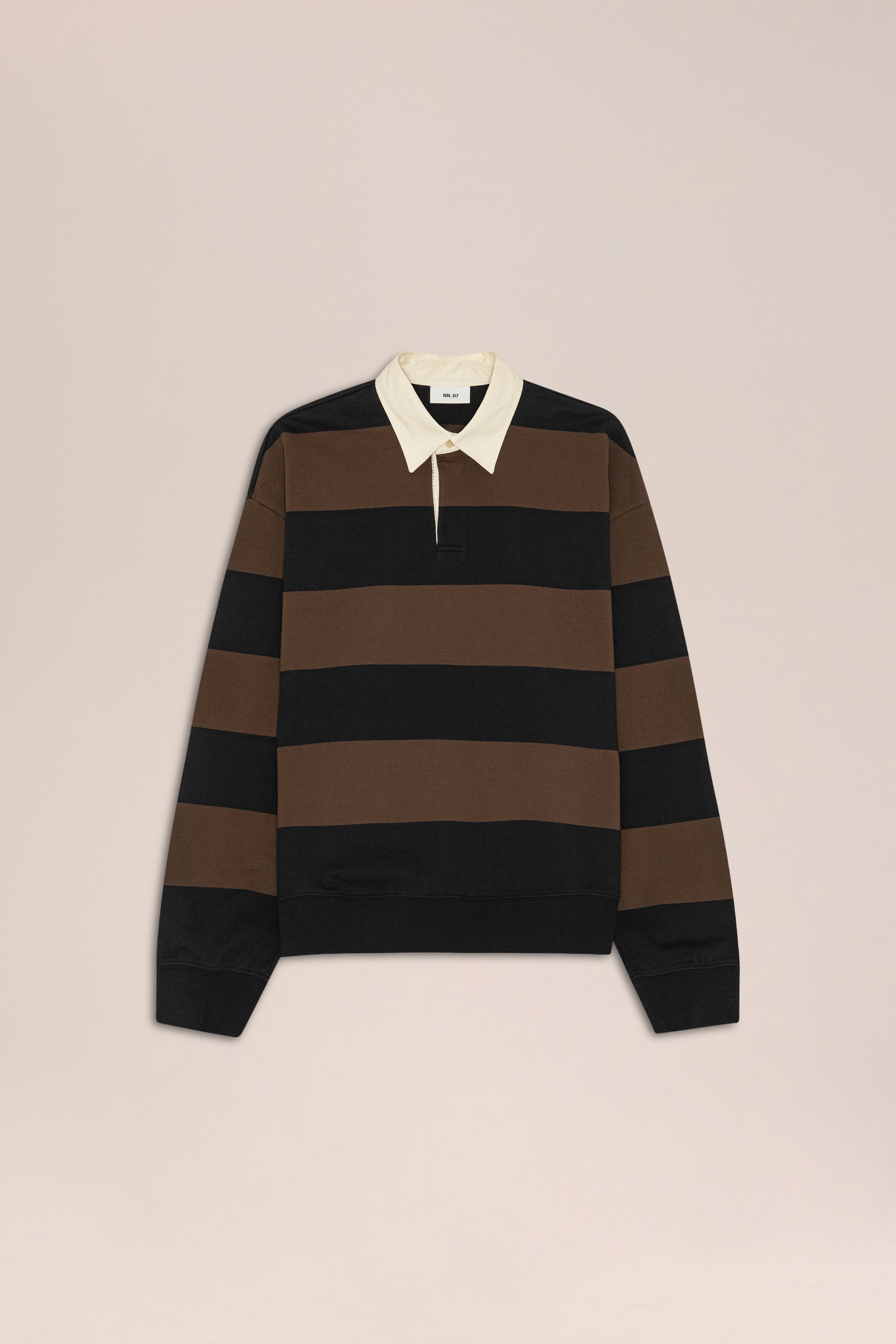 NN.07 David Long Sleeve Fleece Rugby Polo 30043 - Brown Stripe
