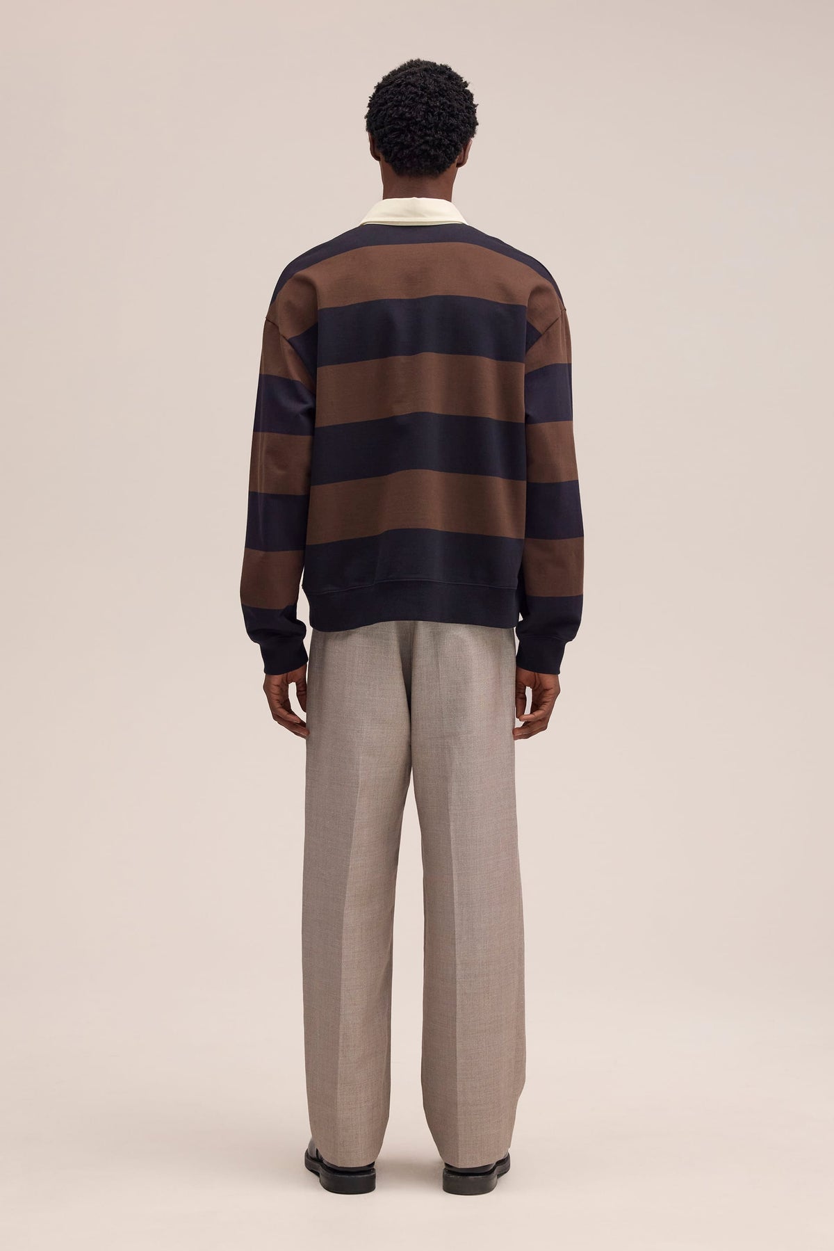 NN.07 David Long Sleeve Fleece Rugby Polo 30043 - Brown Stripe