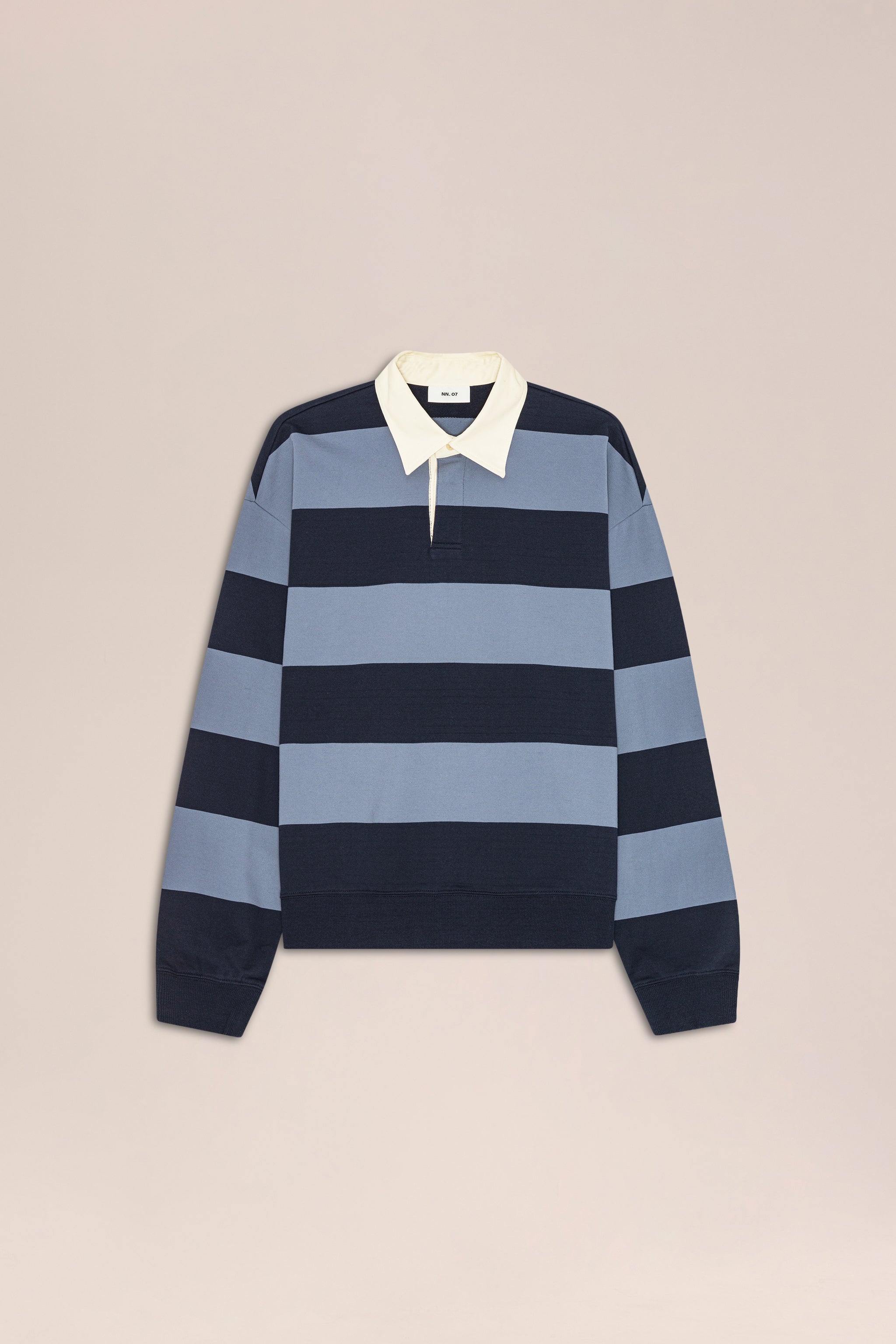 NN.07 David Long Sleeve Fleece Rugby Polo 30043 - Blue Stripe