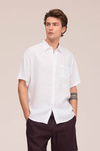 NN.07 Deon Short Sleeve Linen Shirt 5708 - White