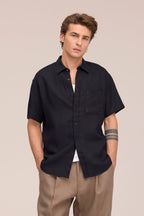 NN.07 Deon Short Sleeve Linen Shirt 5708 - Black