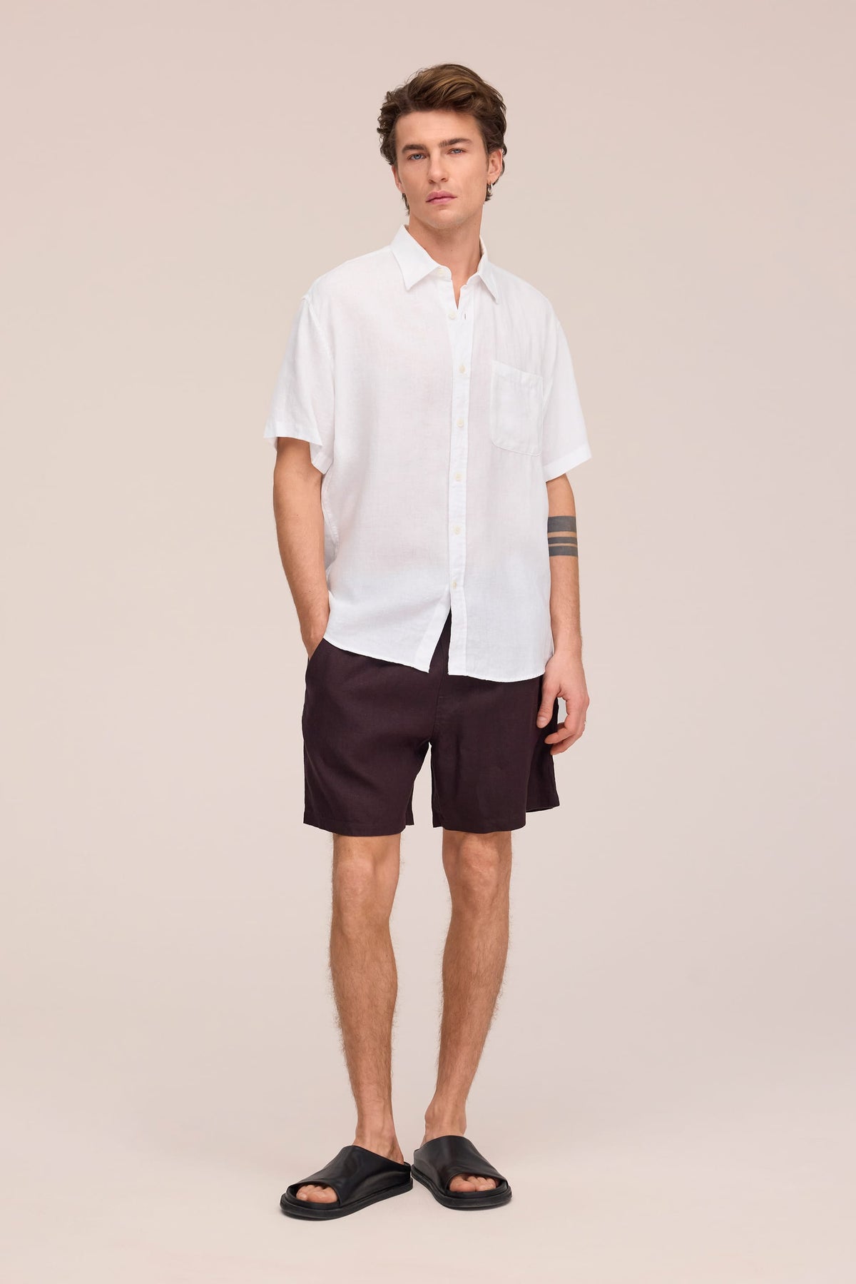NN.07 Deon Short Sleeve Linen Shirt 5708 - White
