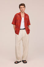 NN.07 Ben Short Sleeve Jacquard Check Shirt 50066 - Sienna Heat
