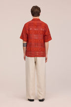 NN.07 Ben Short Sleeve Jacquard Check Shirt 50066 - Sienna Heat