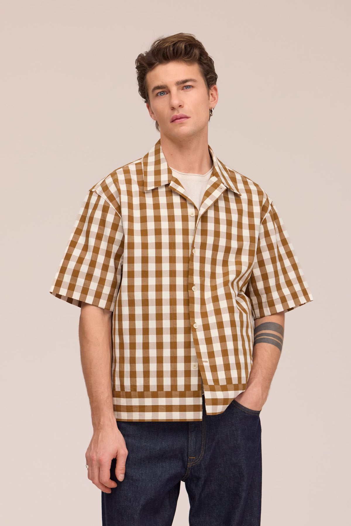 NN.07 Reed Short Sleeve Overshirt 50071 - Brown Check