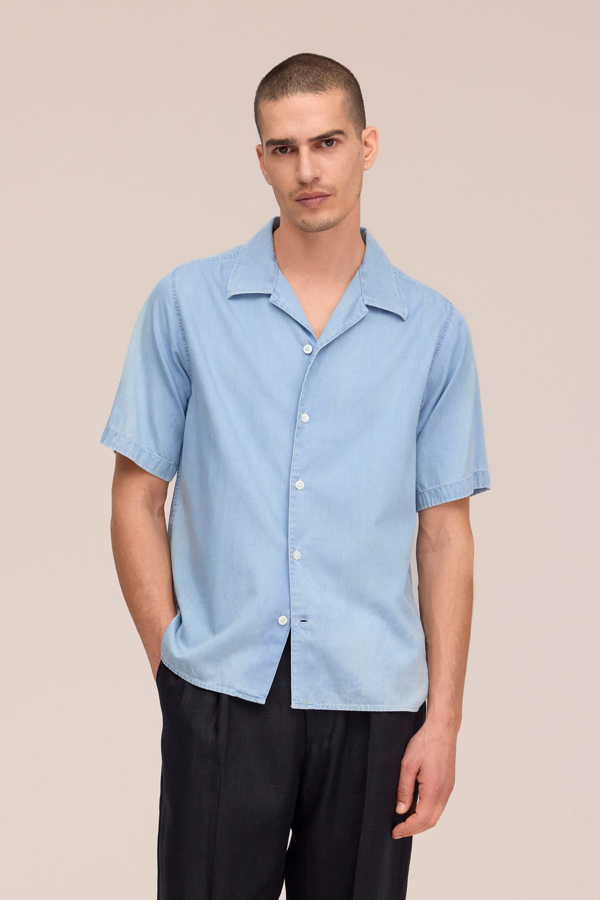 NN.07 Julio Indigo Twill Shirt 5765 - Bleach Indigo