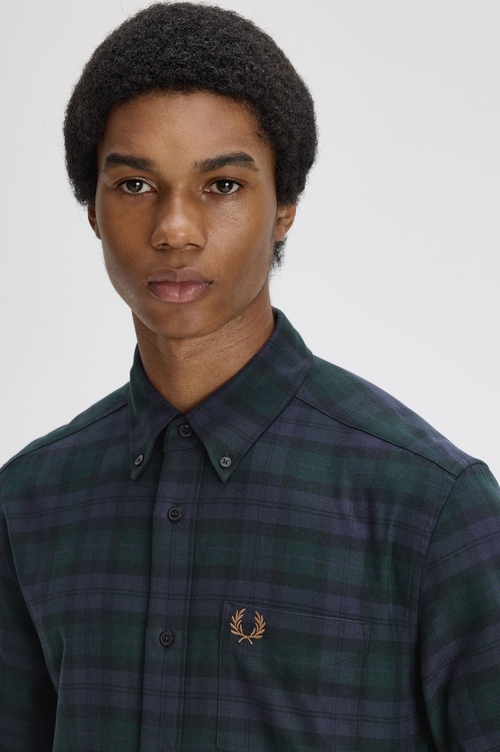 Fred Perry Brushed Black Watch Tartan Shirt M1735