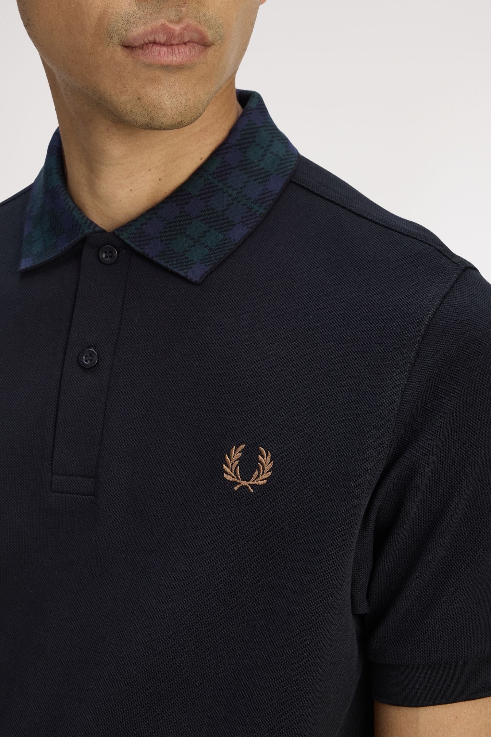 Fred Perry Black Watch Tartan Collar Polo M1762