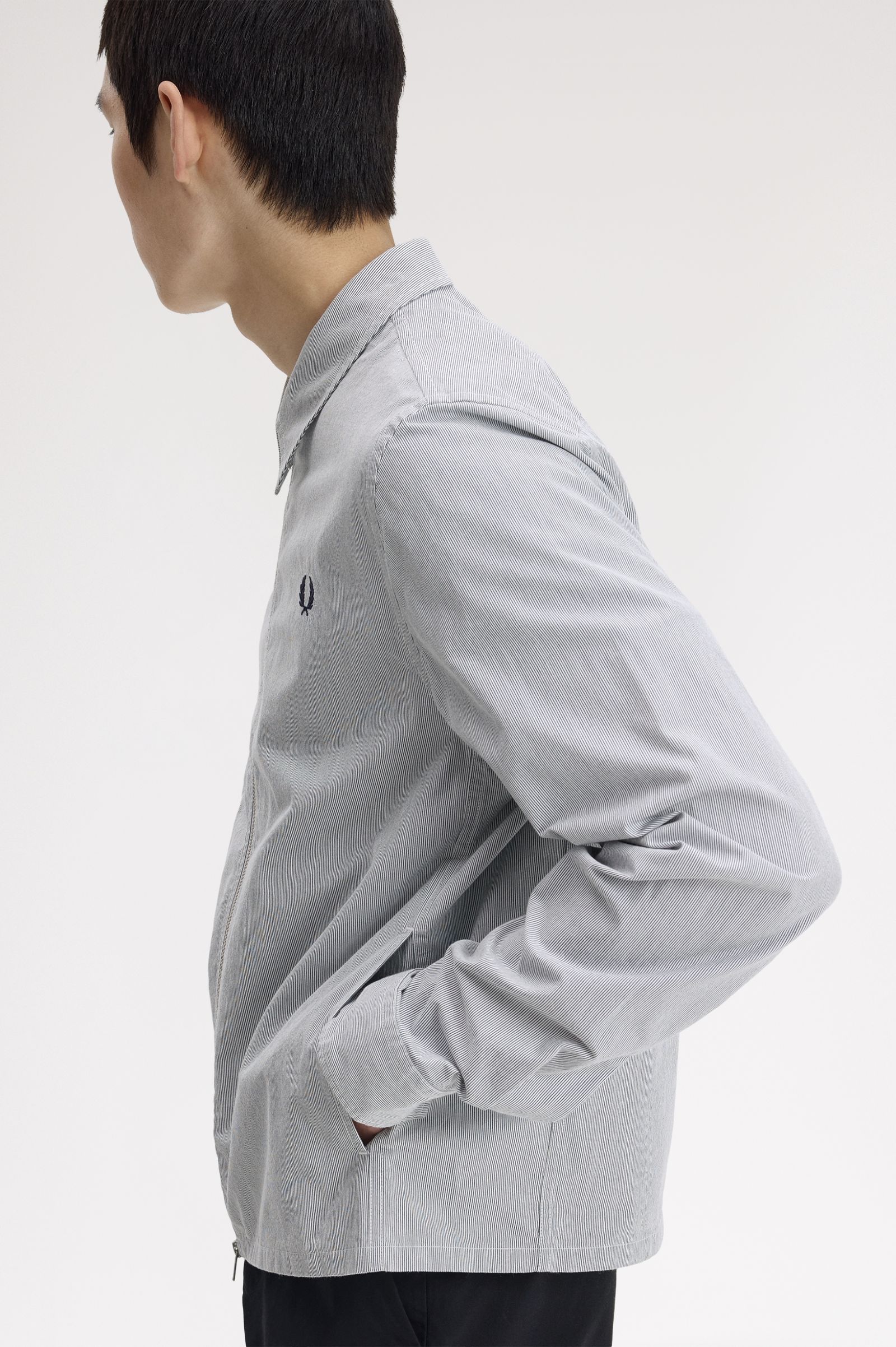 Fred Perry Striped Seersucker Zip Through Overshirt M2403
