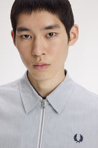 Fred Perry Striped Seersucker Zip Through Overshirt M2403