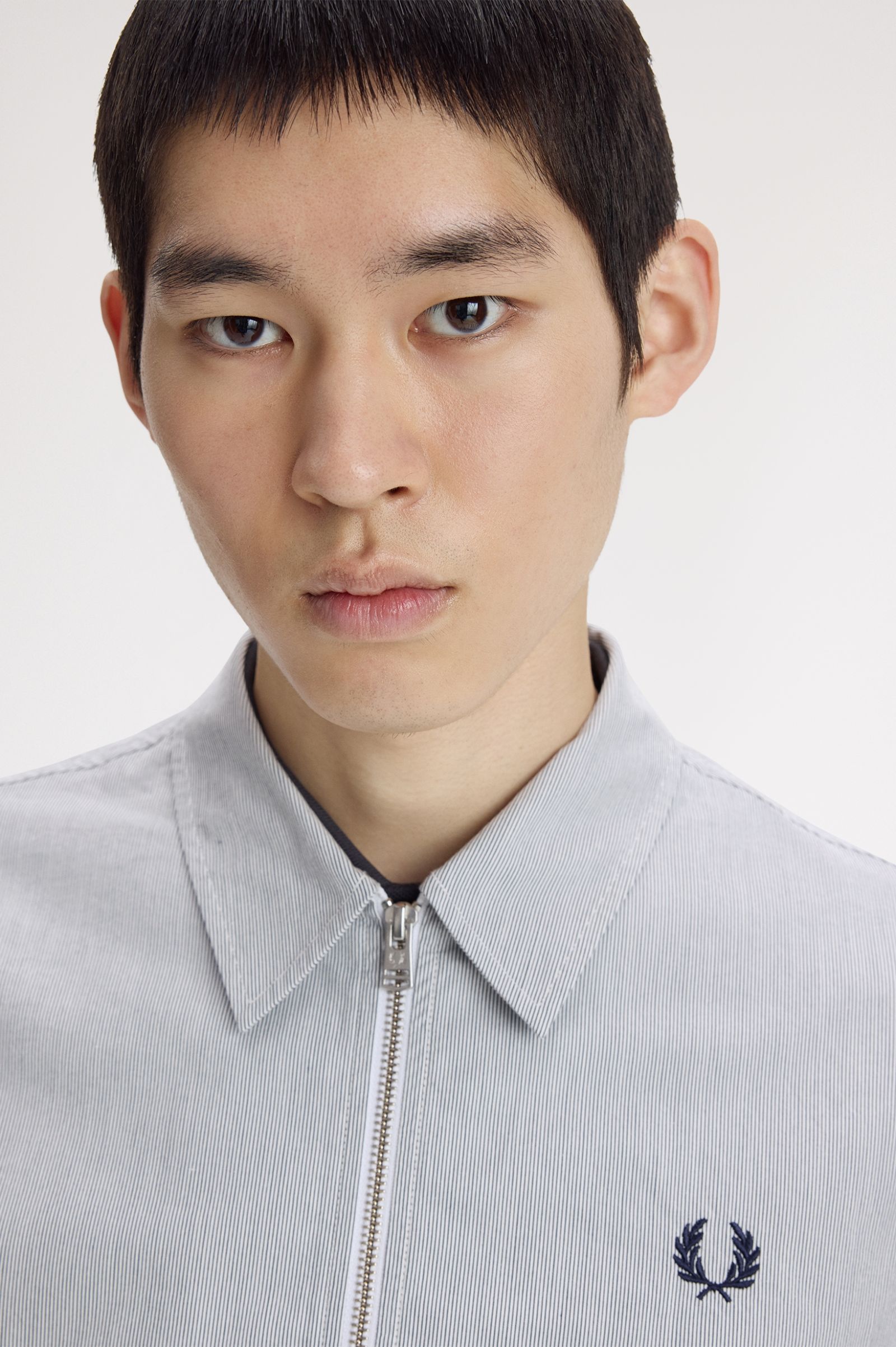Fred Perry Striped Seersucker Zip Through Overshirt M2403