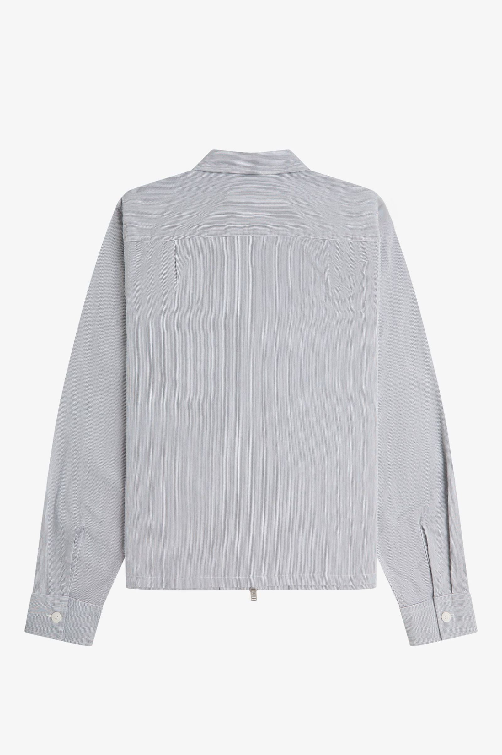 Fred Perry Striped Seersucker Zip Through Overshirt M2403